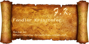 Fendler Krisztofer névjegykártya